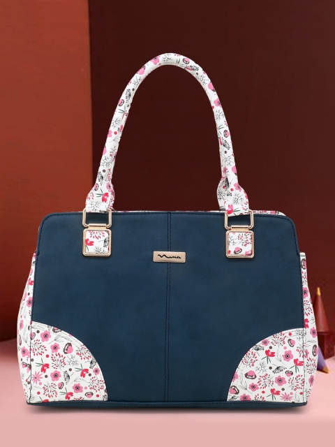 

SHINING STAR Blue Printed PU Structured Handheld Bag