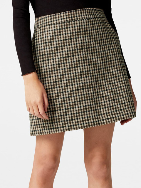 

Forever New Women Brown & Black Checked A-Line Mini Skirt