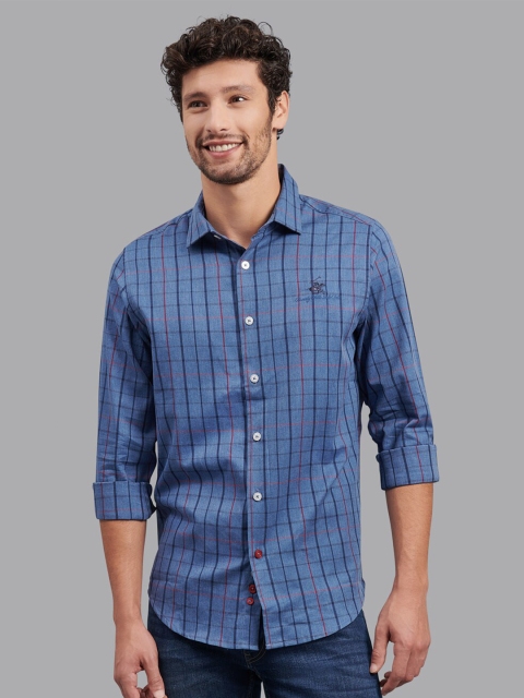 

Beverly Hills Polo Club Men Blue Checked Formal Shirt
