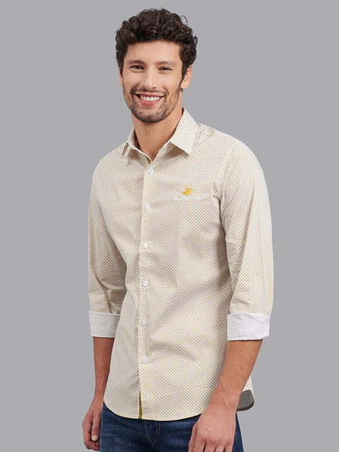 

Beverly Hills Polo Club Men Yellow Slim Fit Printed Casual Shirt