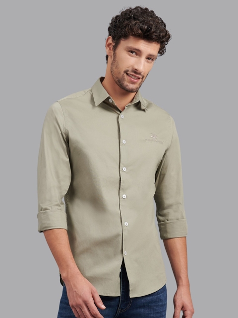 

Beverly Hills Polo Club Men Green Slim Fit Cotton Blend Casual Shirt