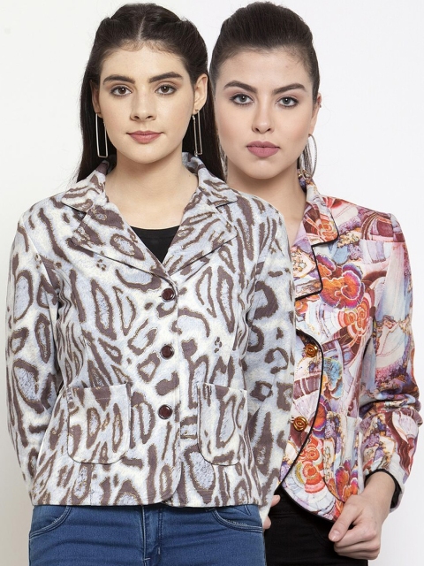 

armure Women Pack Of 2 Printed Blazers, Off white