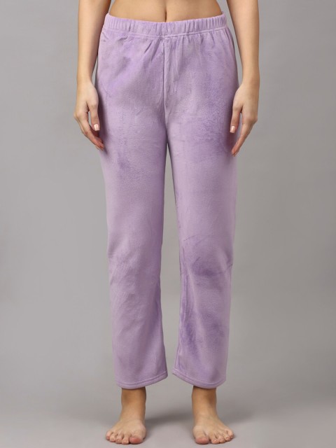 

NEUDIS Women Purple Solid Fleece Warm Lounge Pants