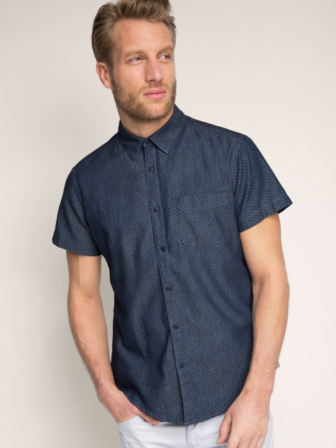 

ESPRIT Men Blue Slim Fit Self-Design Casual Shirt