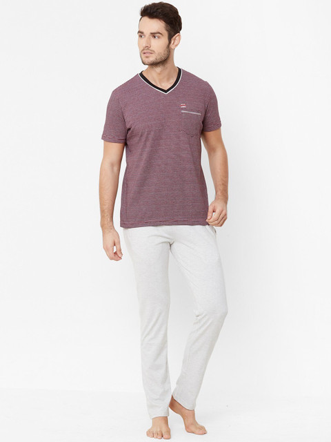 

Sweet Dreams Men Mauve & White Night suit