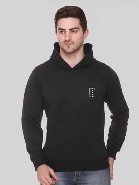 

Obaan Men Black Hooded Sweatshirt