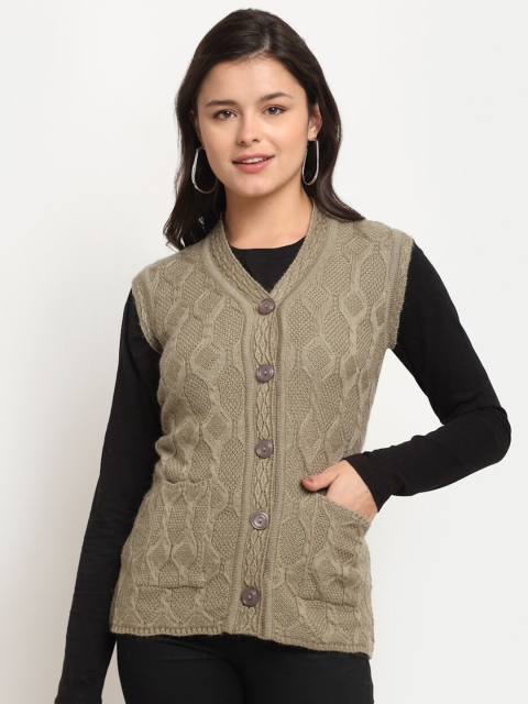 

PERFECT LINE Women Beige Cable Knit Acrylic Sweater Vest