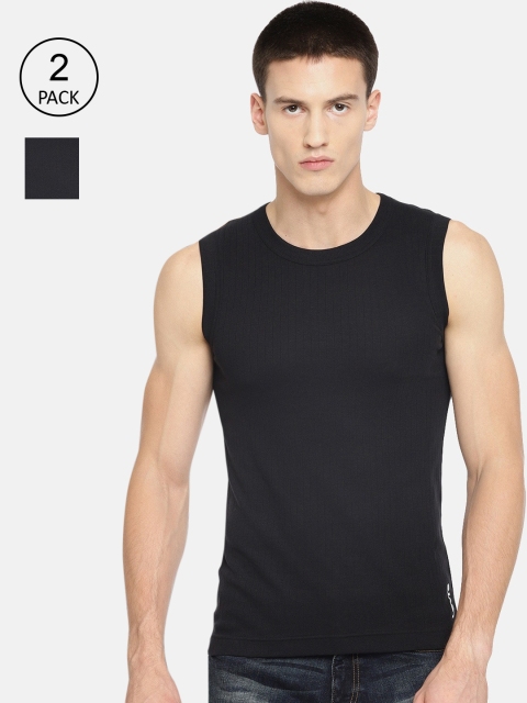 

Levis Men Pack Of 2 Black Self-Design Cotton Innerwear Vests