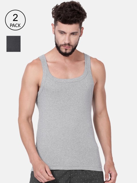 

Levis Men Pack Of 2 Solid Cotton Innerwear Vests, Grey