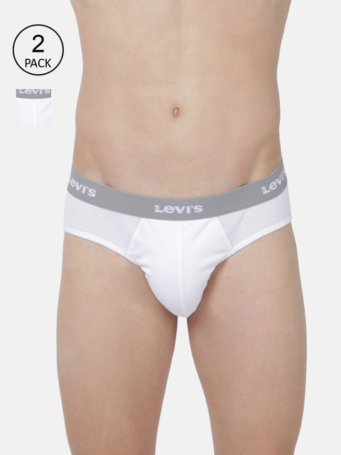 

Levis Men Pack Of 2 White Solid Pure Cotton Basic Briefs