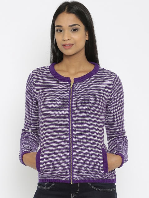 

Van Heusen Woman Purple Striped Cardigan
