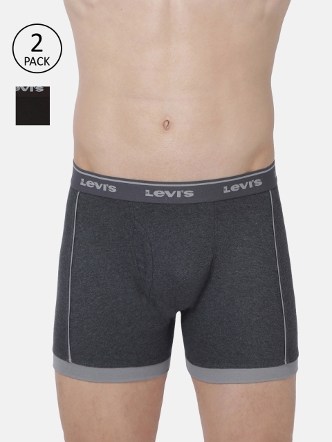 

Levis Men Pack of 2 Grey Melange & Brown Boxer Brief #007---BOXER BRIEF-DK GMEL/BRWN-P2-DK