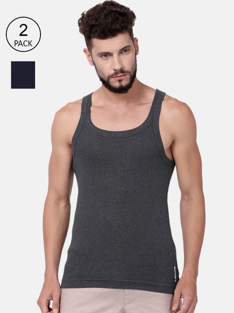 

Levis Men Pack of 2 Solid Innerwear Vests, Grey