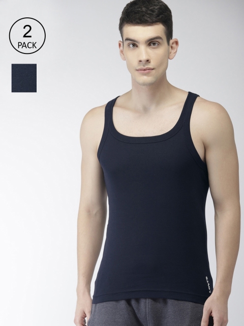 

Levis Men Pack Of 2 Navy Blue Solid Cotton Innerwear Vests
