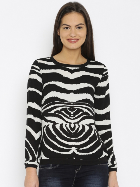 

Van Heusen Woman Off-White & Black Printed Top