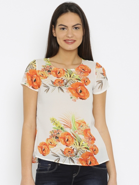 Van Heusen Woman Cream-Coloured Printed Layered Top Van Heusen Woman Cream-Coloured Printed Layered Top