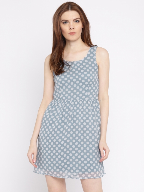 Van Heusen Woman Blue & Off-White Printed A-Line Dress