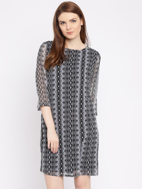 

Van Heusen Woman Black & Grey Printed Shift Dress