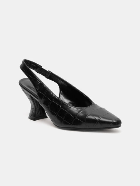 

shoexpress Women Black Textured PU Block Pumps