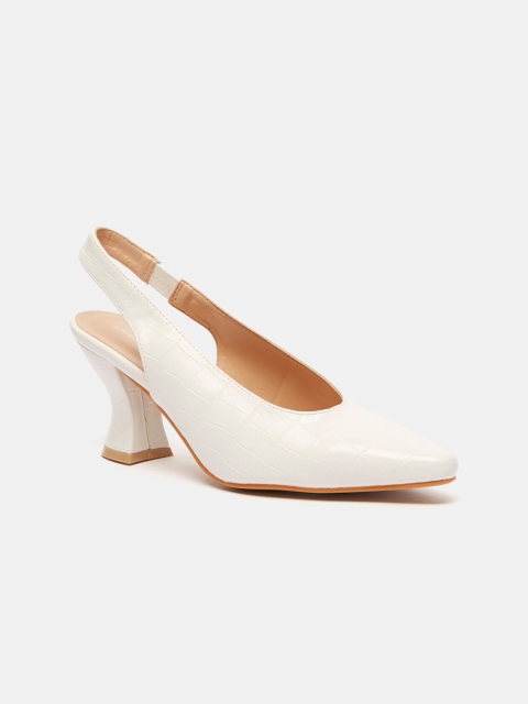 

shoexpress White PU Block Pumps