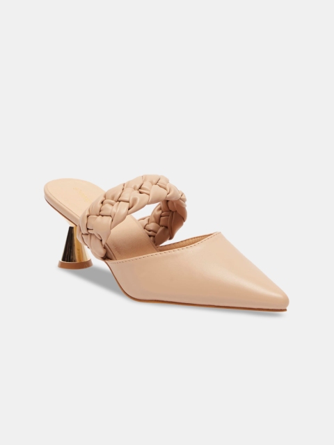 

shoexpress Women Beige Woven Design Mules