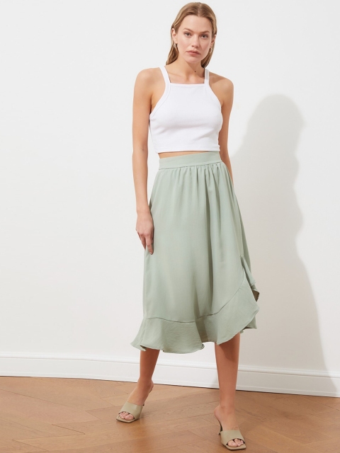 

Trendyol Women Green Flared Midi Skirt