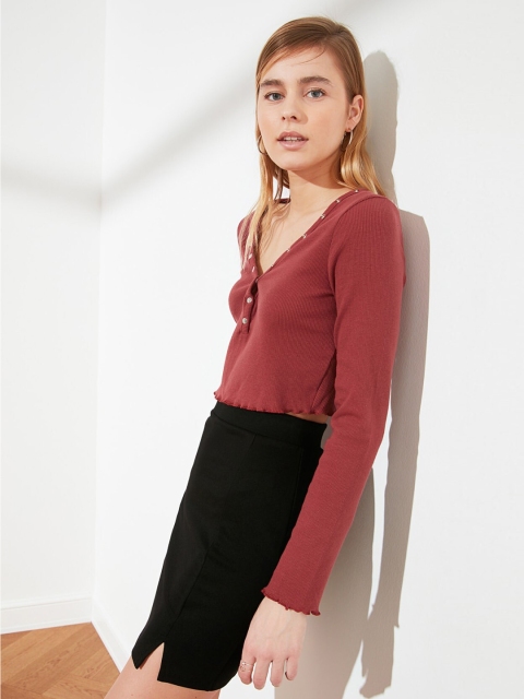 

Trendyol Women Black Solid Above Knee Length Straight Skirt