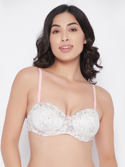 

Clovia White Floral Bra Underwired Lightly Padded