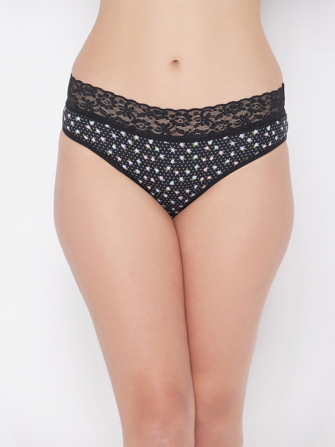 

Clovia Women Black Printed Cotton Hipster Briefs