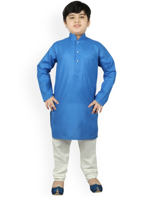 

SG YUVRAJ Boys Blue Solid Kurta with Pyjamas
