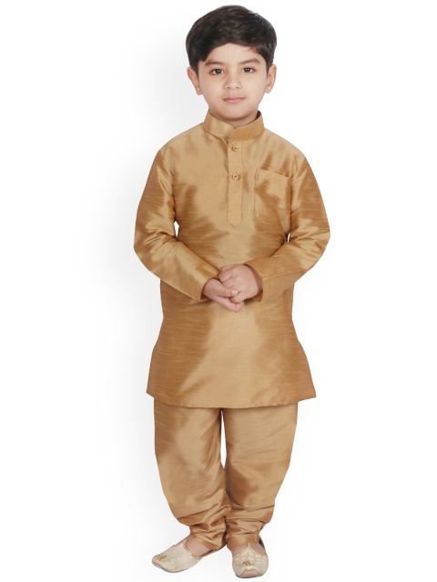 

SG YUVRAJ Boys Gold-Toned Raw Silk Kurta with Salwar