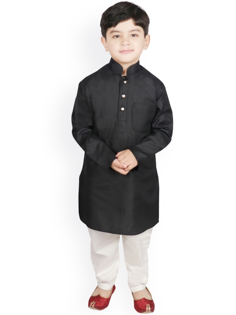 

SG YUVRAJ Boys Black Empire Pure Cotton Kurta with Pyjamas