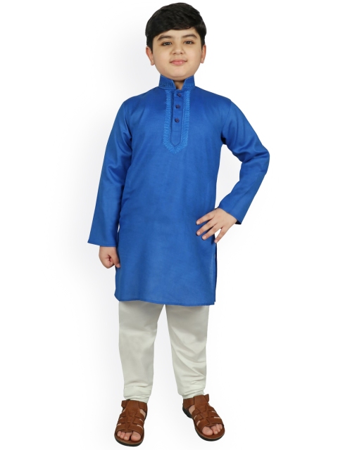 

SG YUVRAJ Boys Blue Pure Cotton Kurta with Pyjamas