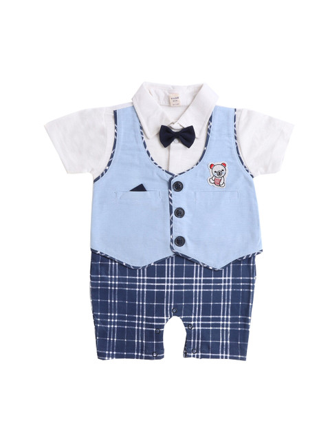 

Hopscotch Infant Boys Blue Short Sleeves Rompers