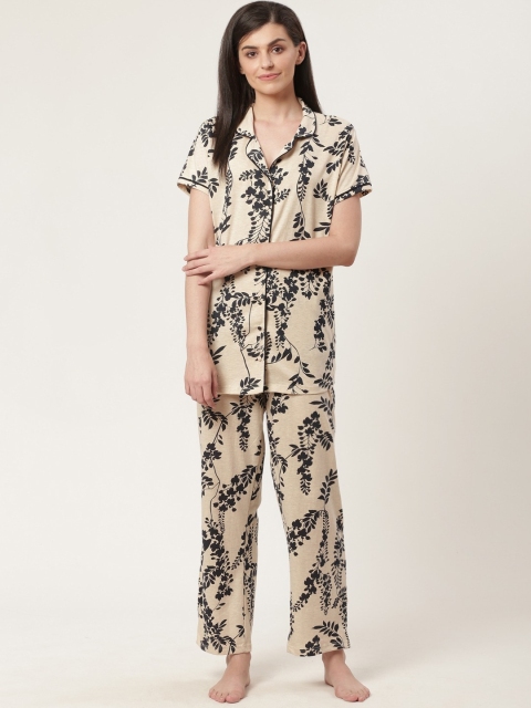 

Sweet Dreams Women White & Black Printed Night suit
