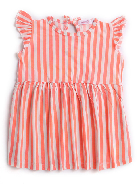 

Hopscotch Girls White & Pink Striped Cotton Dress