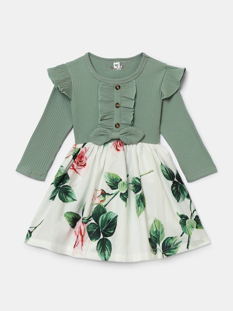 

Hopscotch Green & White Colourblocked Dress