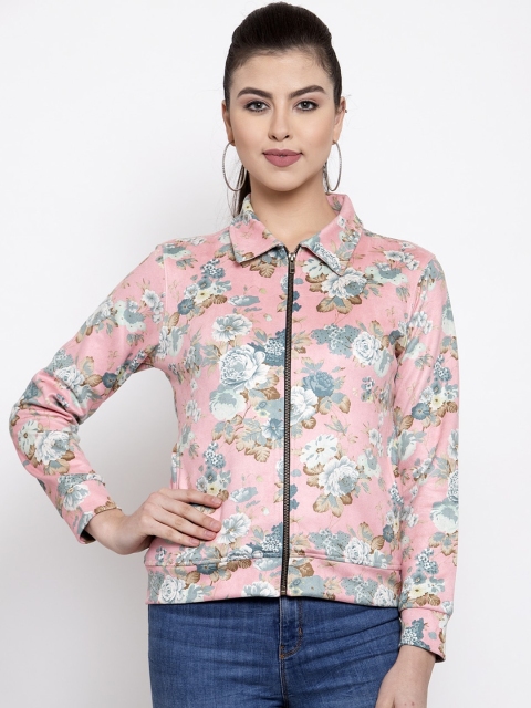 

armure Women Pink Floral Suede Lightweight Tailored Jacket