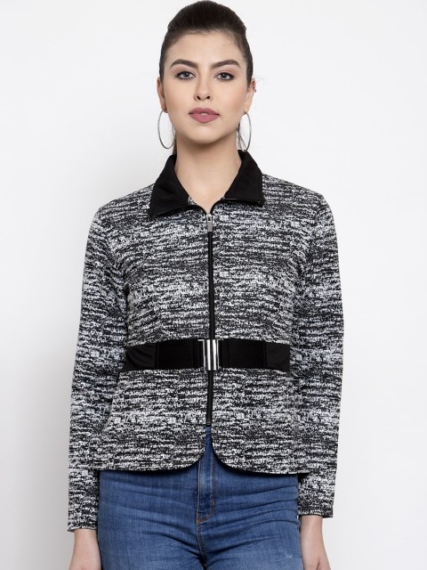 

armure Women Black White Lightweight Woolen Tailored Jacket