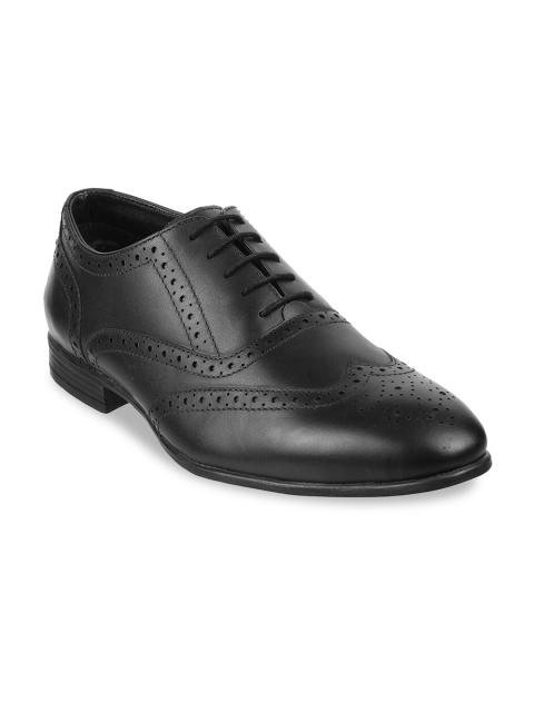

Metro Men Black Solid Leather Perforated Formal Brogues