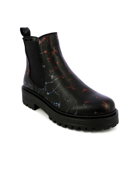 

Alberto Torresi Women Black Printed Leather Flat Boots
