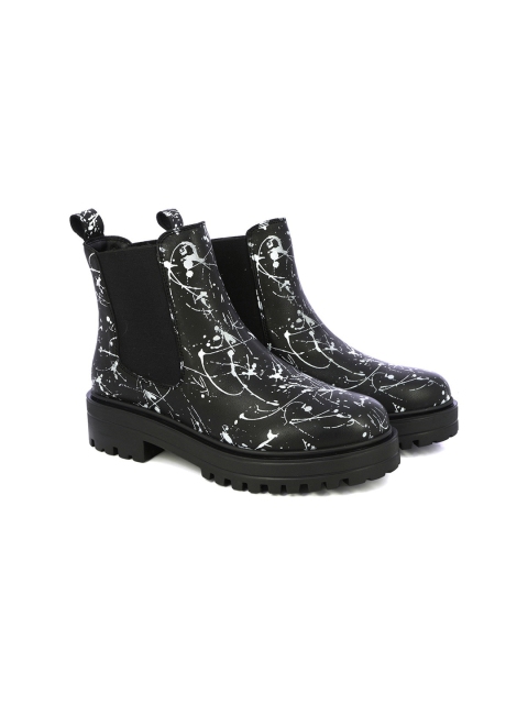 

Alberto Torresi Women Black Printed Leather Flat Boots