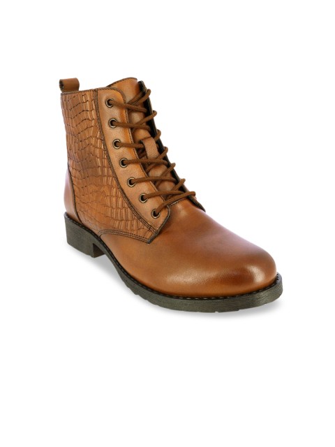 

Alberto Torresi Women Tan Textured Leather Flat Boots
