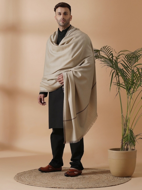 

SHINGORA Men Beige Woven-Design Pure Woolen Shawl