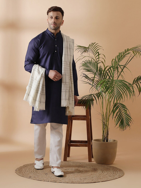 

SHINGORA Men Off-White & Beige Woven-Design Pure Woolen Shawl