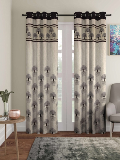 

Arrabi Brown & Beige Set of 2 Long Door Curtain