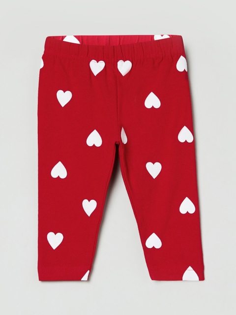

max Girls Red & White Printed Leggings