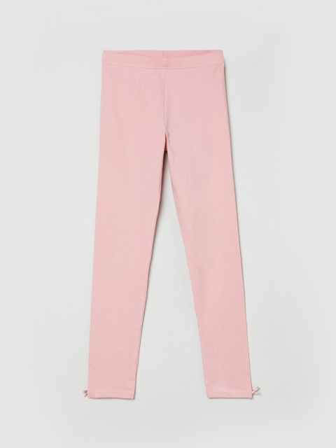 

max Girls Pink Solid Cotton Leggings