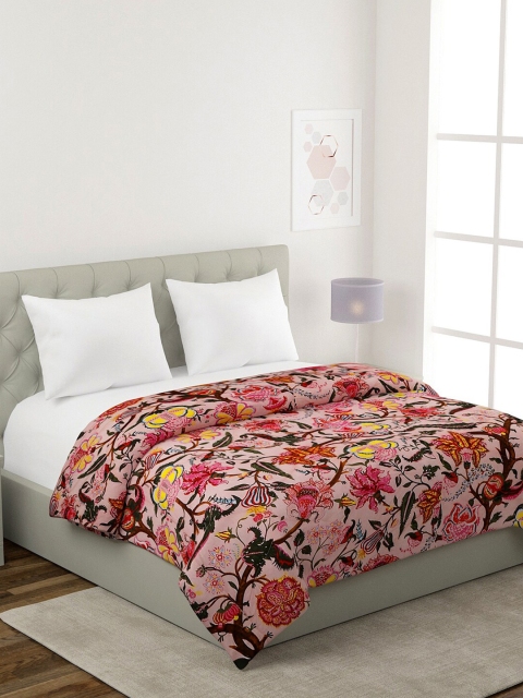 

Rajasthan Decor Peach & Brown Floral Mild Winter 210 GSM Double Bed Reversible Comforter
