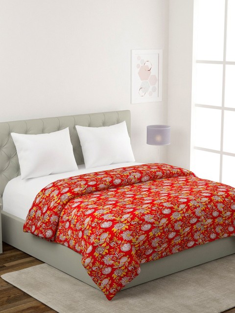 

Rajasthan Decor Red & Yellow Floral Mild Winter 210 GSM Double Bed Comforter
